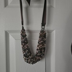 Elegant Beaded Necklace with Ribbon